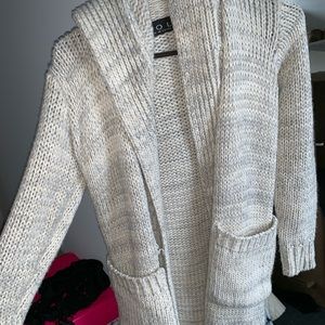 Long, chunky knit sweater